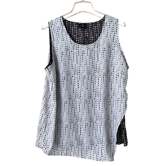 Worthington tank top white and black diamond size PXL diagonal hemline lined - Picture 1 of 13